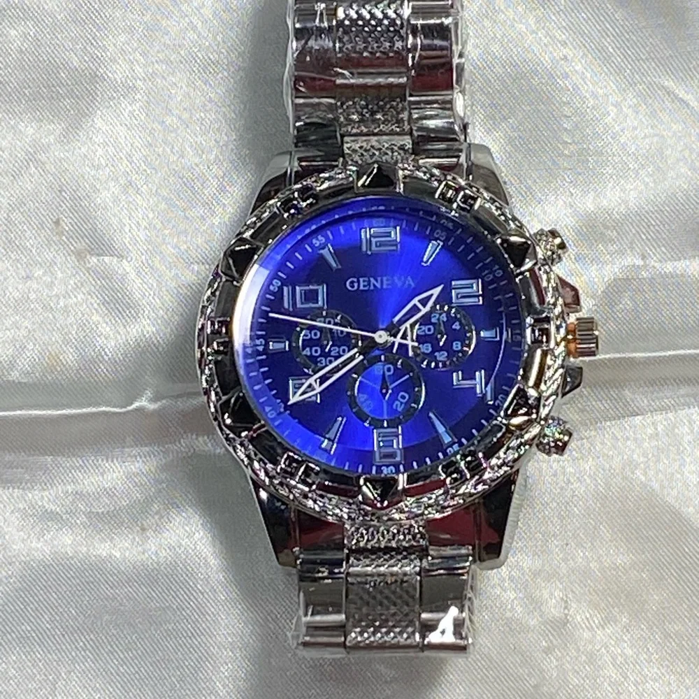 Geneva Silver style.  Watch with Textured Band $20 each or 2 for $30